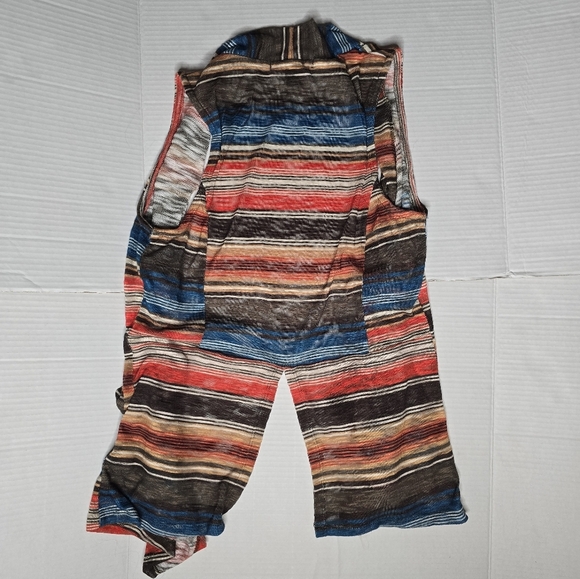 Rock & Roll Cowgirl Striped Multicolor Sleeveless Cardigan - Picture 3 of 3